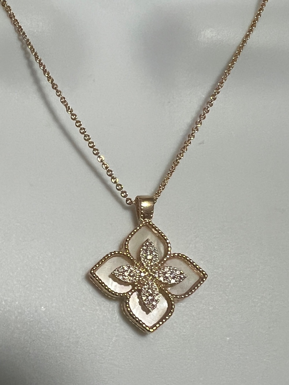 NWT Delicate Gold Vermeil CZ Floral Pendant Necklace - Women Jewelry